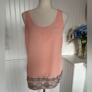 Peach Multicolor Banded Hem Tank Top